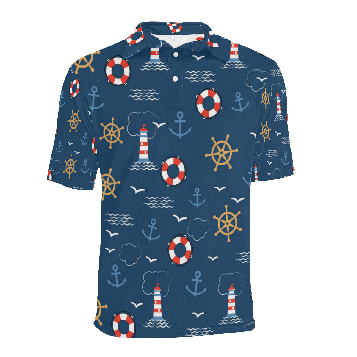 Nautical Pattern Print Design A06 Men Polo Shirt