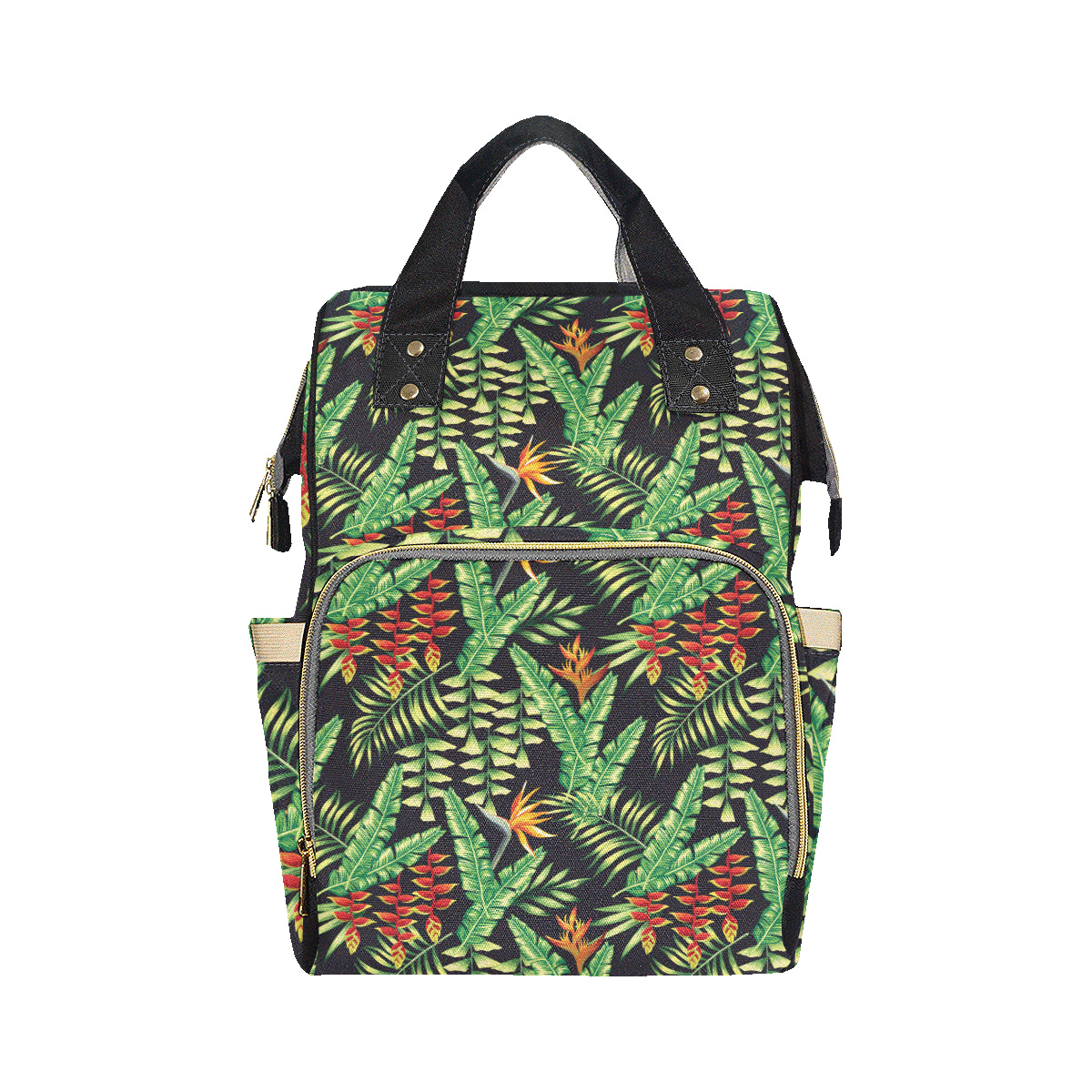 Hawaiian Flower Tropical Palm Leaves Diaper Bag Backpack