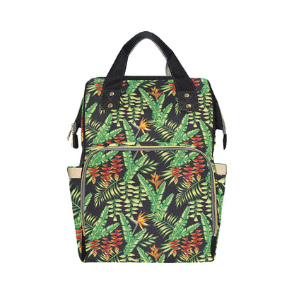 Hawaiian Flower Tropical Palm Leaves Diaper Bag Backpack
