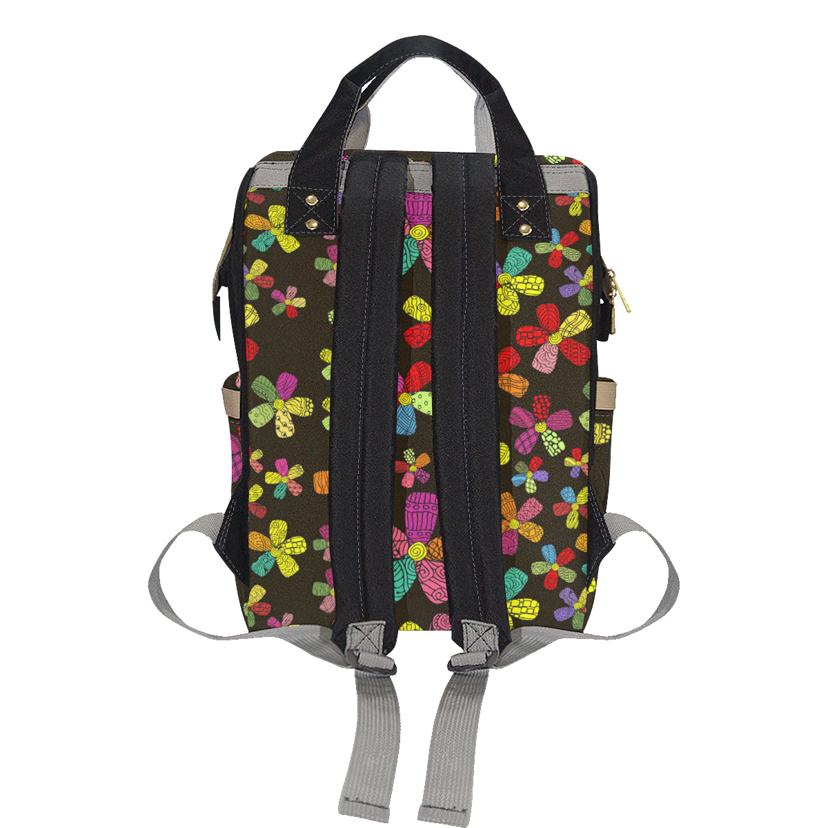 Flower Power Colorful Print Pattern Diaper Bag Backpack