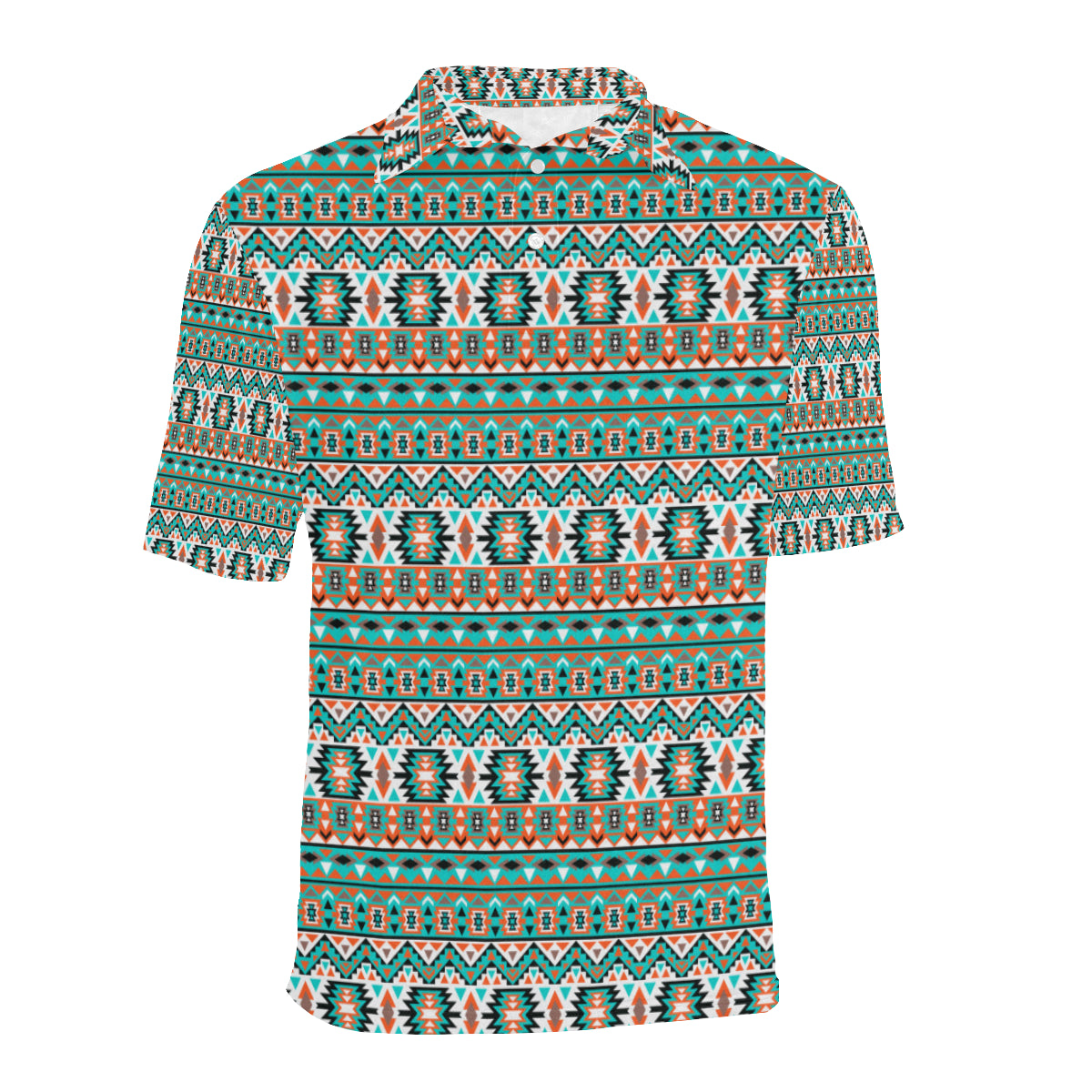 Indian Navajo Ethnic Themed Design Print Men Polo Shirt