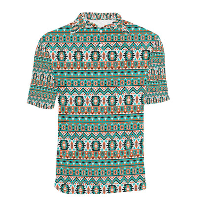 Indian Navajo Ethnic Themed Design Print Men Polo Shirt