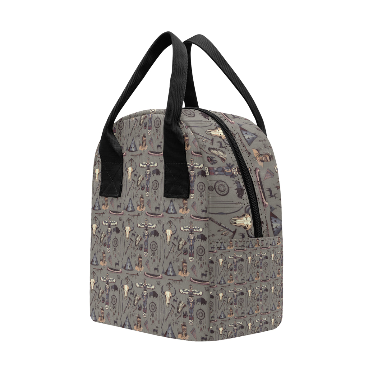 Native Indian life Design Print Insulated Lunch Bag