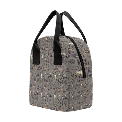 Native Indian life Design Print Insulated Lunch Bag