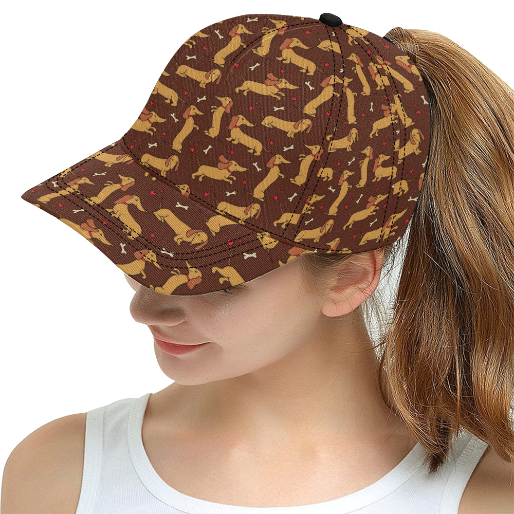 Dachshund Happy Print Pattern Snapback Cap