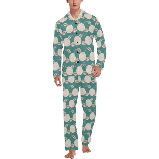 Hydrangea Pattern Print Design HD03 Men's Long Pajama Set