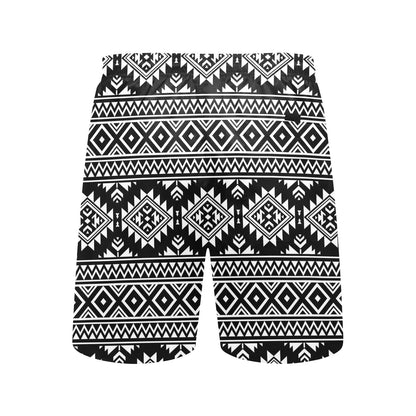 Aztec Black White Print Pattern Men's Swim Trunks Beach Shorts