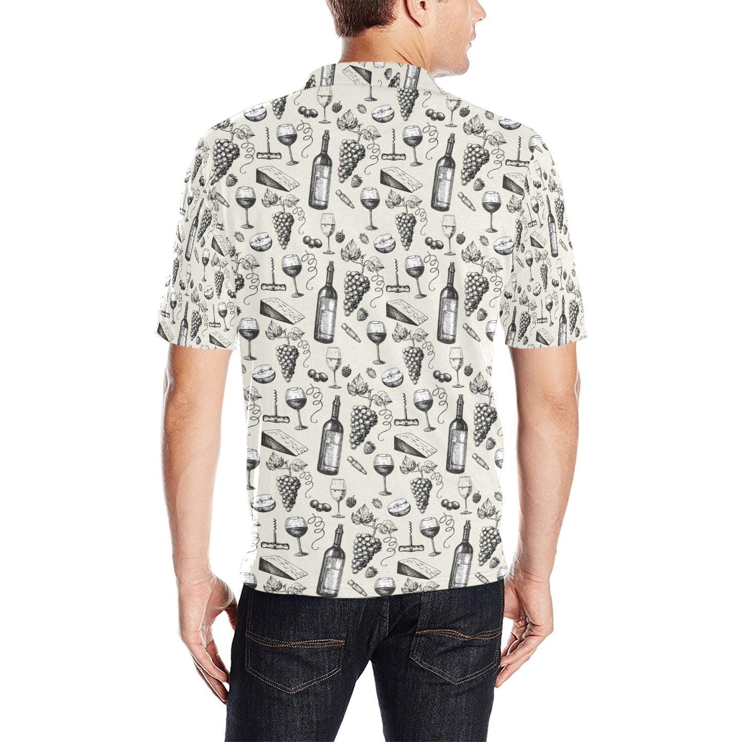 Wine Themed Print Design LKS306 Men Polo Shirt