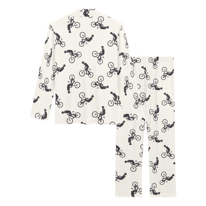 Mountain bike Pattern Print Design 01 Women's Long Pajama Set