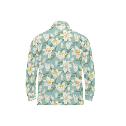 Lily Pattern Print Design LY09 Long Sleeve Polo Shirt For Men's