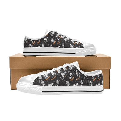 Skateboard With Skeleton Print Design LKS303 Women's White Low Top Shoes