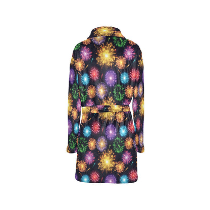 Firework Print Design LKS305 Women's Fleece Robe