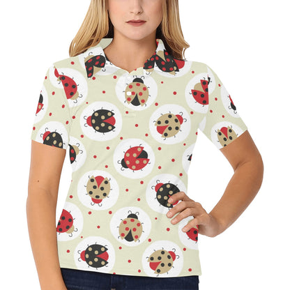 Ladybug Pattern Print Design 03 Women's Polo Shirt