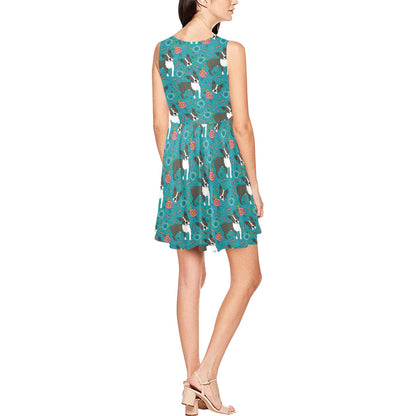 Boston Terrier Pattern Print Design 07 Sleeveless Dress