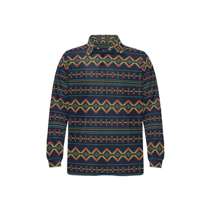 Southwest American Design Themed Print Long Sleeve Polo Shirt For Men's