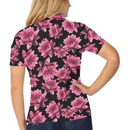 Lotus Pattern Print Design 03 Women's Polo Shirt
