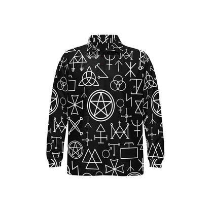 Pentagram Pattern Print Design A02 Long Sleeve Polo Shirt For Men's