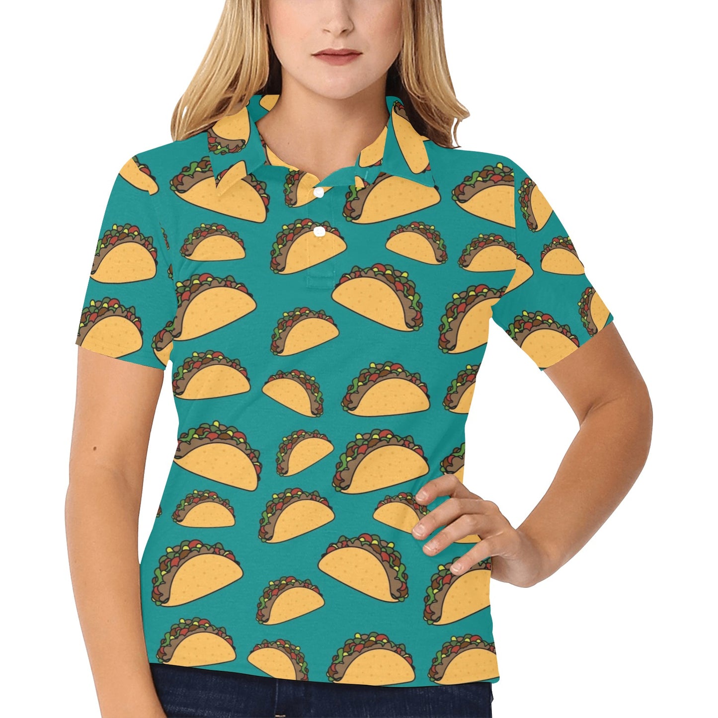 Taco Pattern Print Design TC06 Women's Polo Shirt