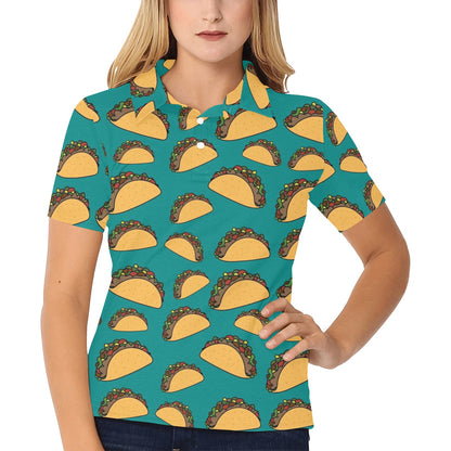 Taco Pattern Print Design TC06 Women's Polo Shirt