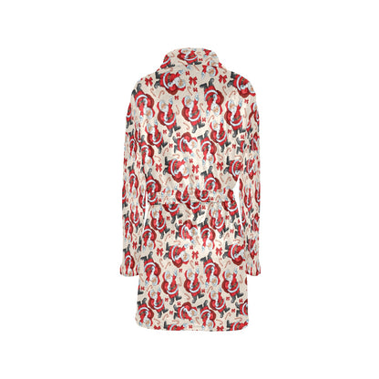 Santa Christmas Themed Print Design LKS302 Women's Fleece Robe