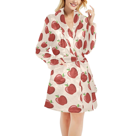 Apple Pattern Print Design AP01 Women's Fleece Robe