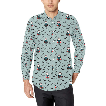 Vampire Print Design LKS304 Men's Long Sleeve Dress Shirt