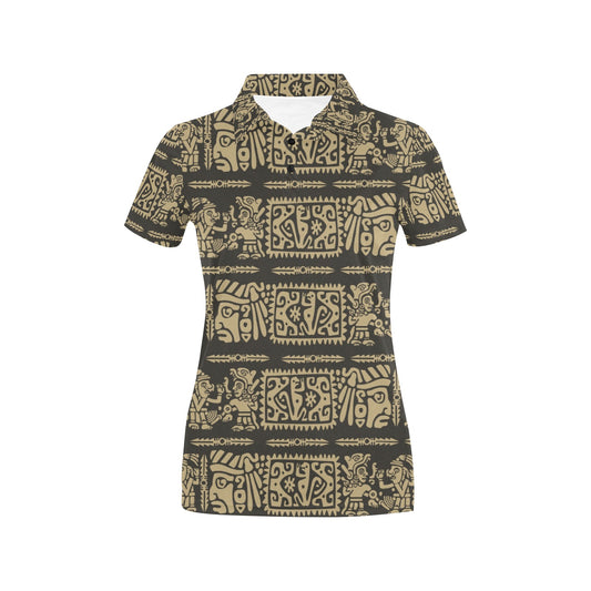 Mayan Pattern Print Design 02 Women's Polo Shirt