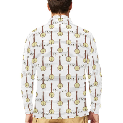 Banjo Print Design LKS402 Long Sleeve Polo Shirt For Men's