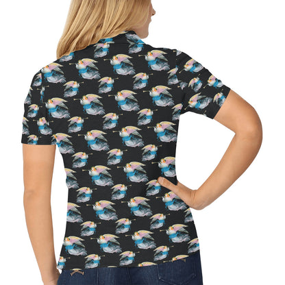 Angel with Wings Beautiful Design Print Women's Polo Shirt
