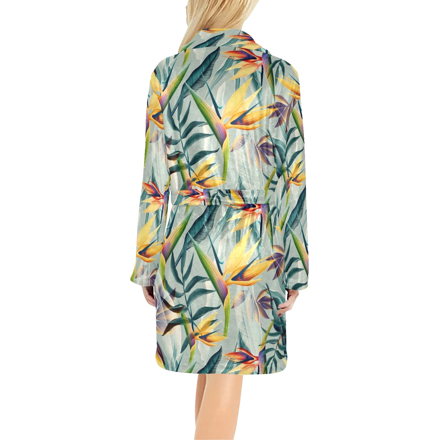Tropical Flower Pattern Print Design TF022 Women's Fleece Robe