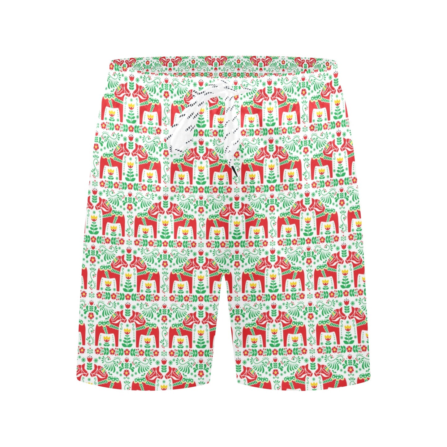 Swedish Dala Style Pattern Men's Swim Trunks Beach Shorts