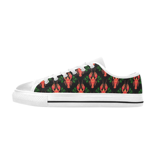 Lobster Print Design LKS403 Women's White Low Top Shoes