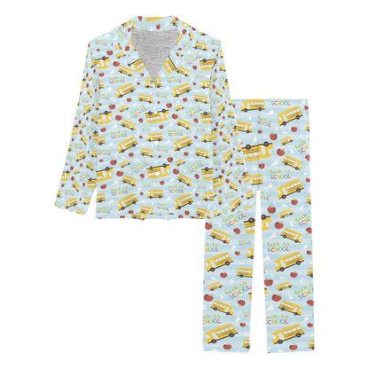 School Bus Back To School Print Design LKS303 Women's Long Pajama Set