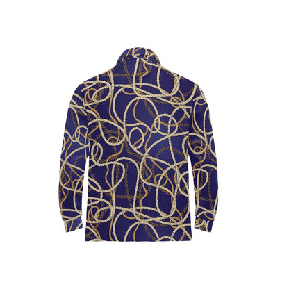 Rope Pattern Print Design A01 Long Sleeve Polo Shirt For Men's