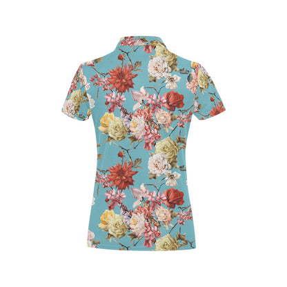 Summer Floral Pattern Print Design SF05 Women's Polo Shirt