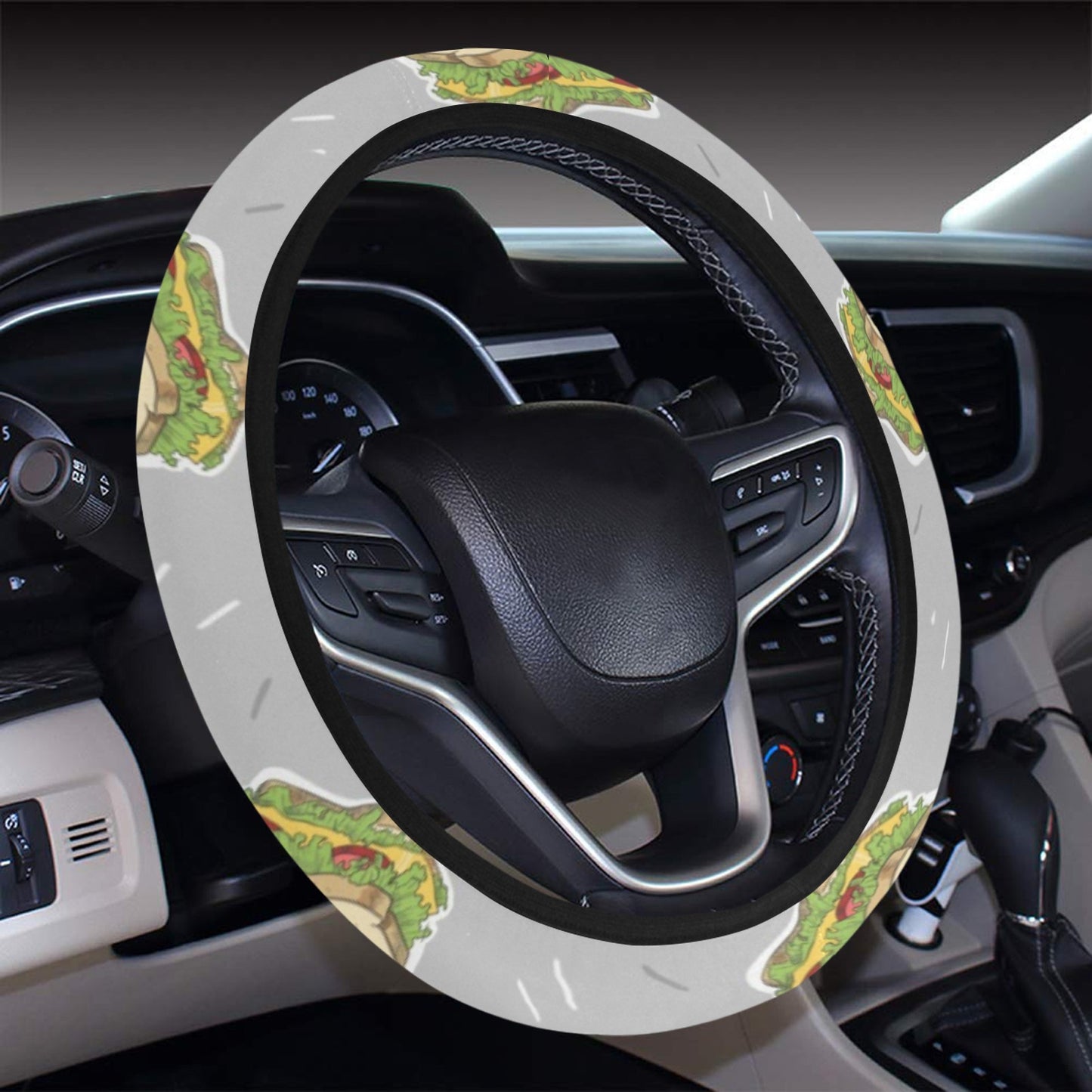 Sandwich Print Design LKS304 Steering Wheel Cover with Elastic Edge