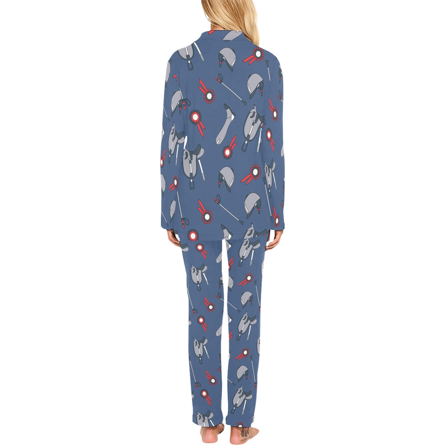 Equestrian Equipment Background Women's Long Pajama Set