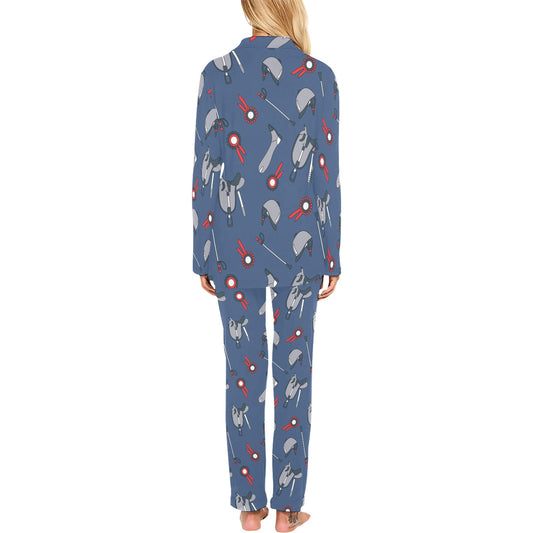 Equestrian Equipment Background Women's Long Pajama Set