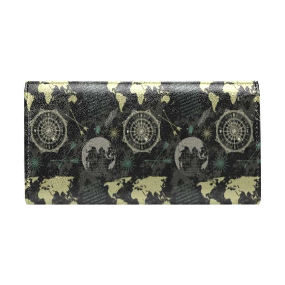 World Map Print Design LKS303 Women's Trifold Wallet