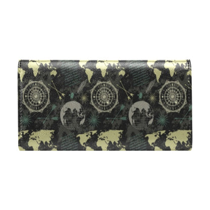 World Map Print Design LKS303 Women's Trifold Wallet