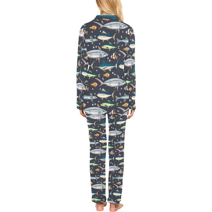 Swordfish Pattern Print Design 04 Women's Long Pajama Set