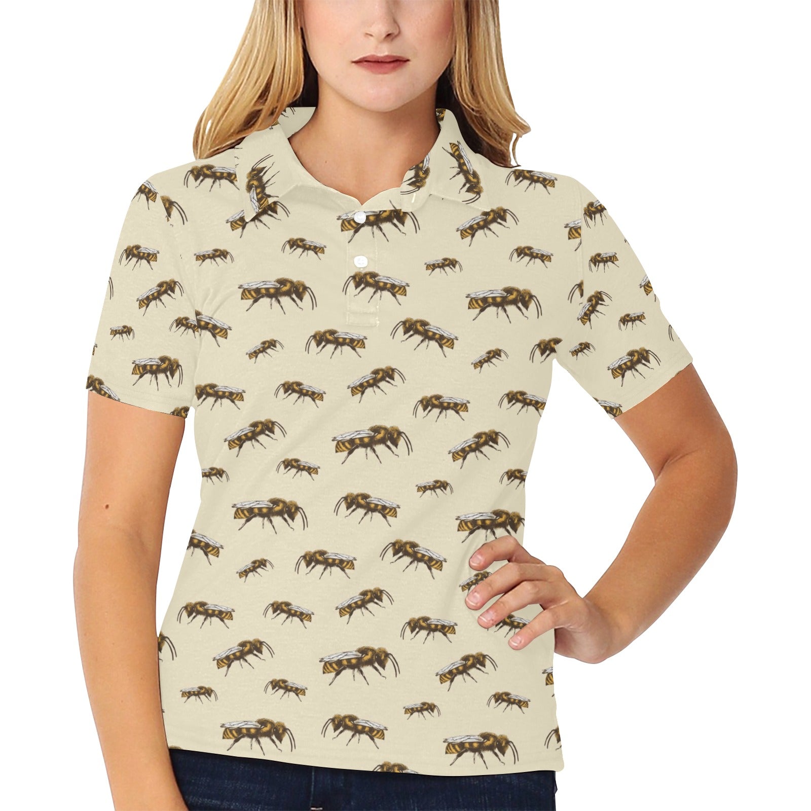 Bee Print Design LKS306 Women's Polo Shirt