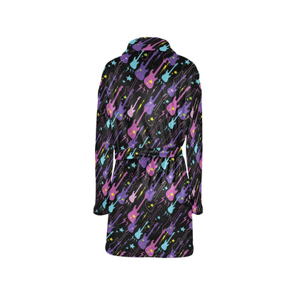 Electric Guitar Pattern Print Design 02 Women's Fleece Robe