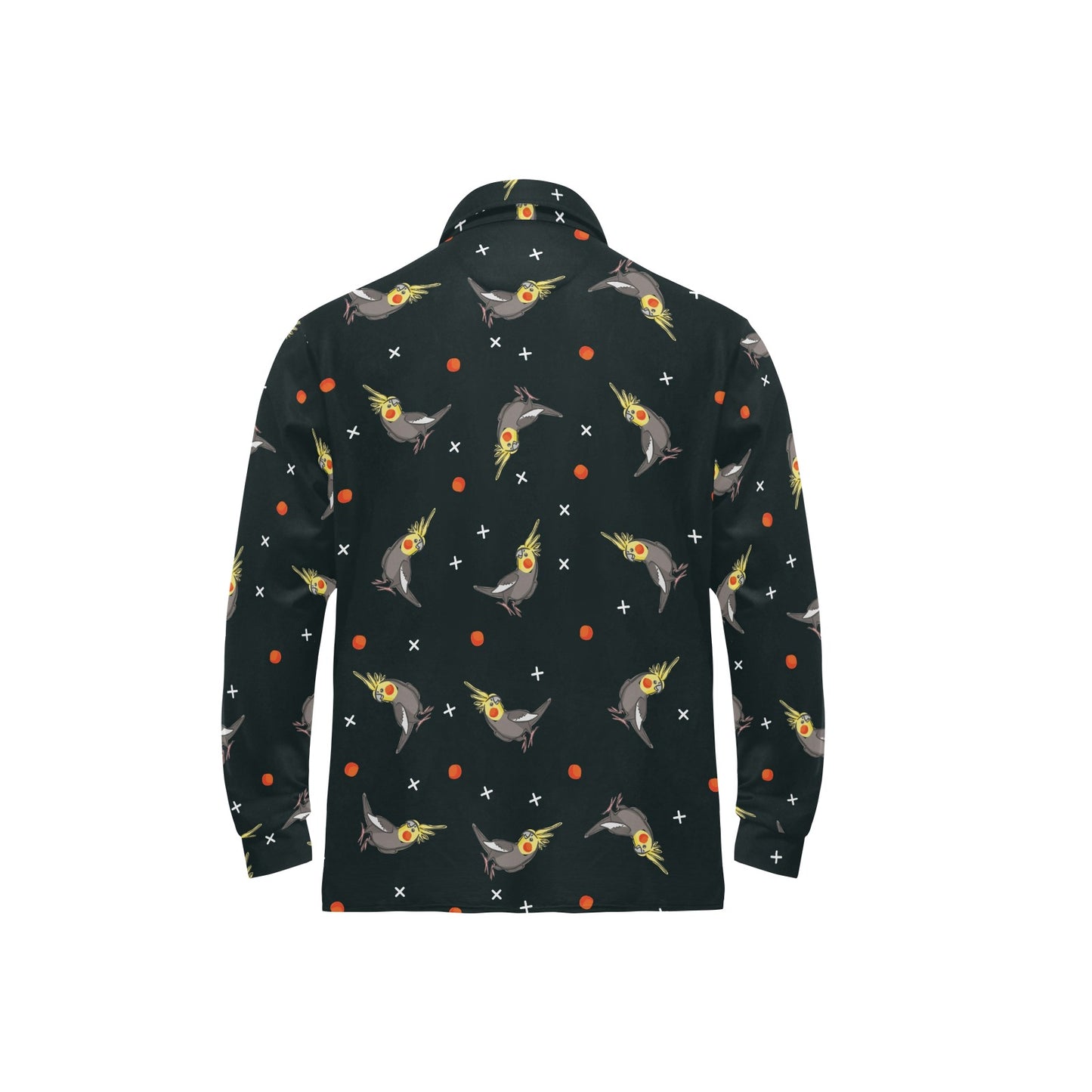 Cockatiel Pattern Print Design 02 Long Sleeve Polo Shirt For Men's