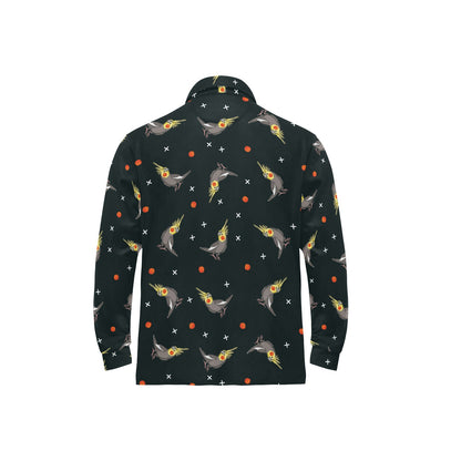 Cockatiel Pattern Print Design 02 Long Sleeve Polo Shirt For Men's