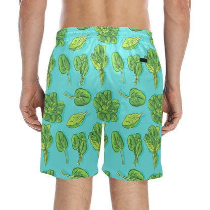 Spinach Print Design LKS301 Men's Swim Trunks Beach Shorts