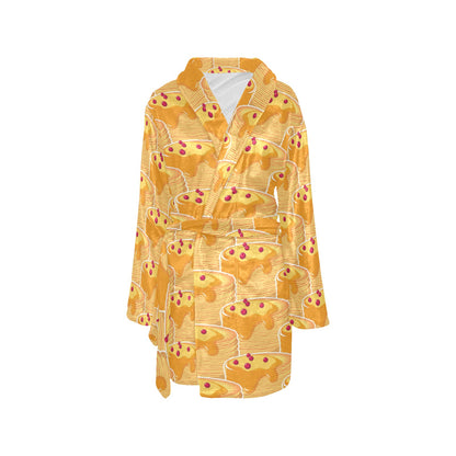 Pancake Pattern Print Design A04 Women's Fleece Robe