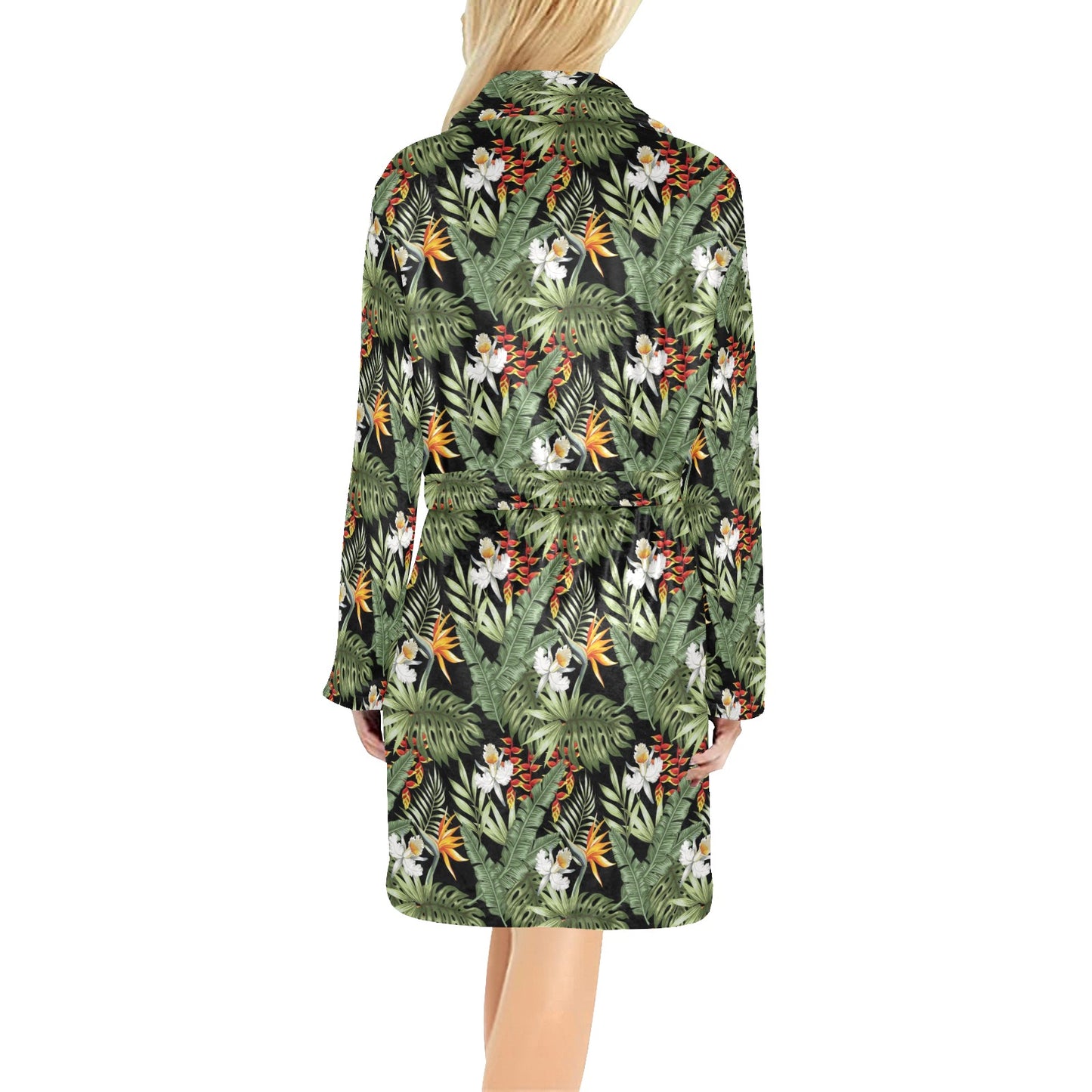 Bird Of Paradise Pattern Print Design 02 Women's Fleece Robe
