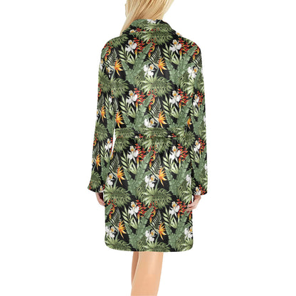 Bird Of Paradise Pattern Print Design 02 Women's Fleece Robe
