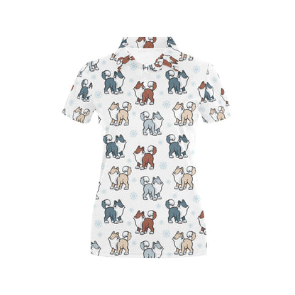 Alaskan Malamute Pattern Print Design 02 Women's Polo Shirt